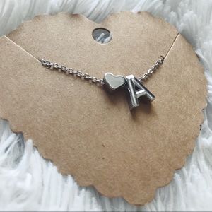 Silver Heart + Initial Necklace